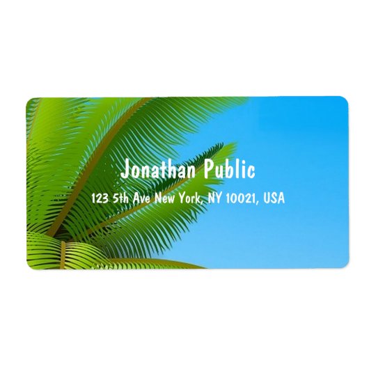 Blue Sky Palms Elegante Handgeschreven Sjabloon Mo Etiket (Voorkant)