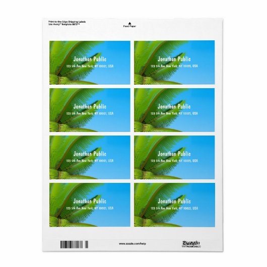 Blue Sky Palms Elegante Handgeschreven Sjabloon Mo Etiket (Full Sheet)