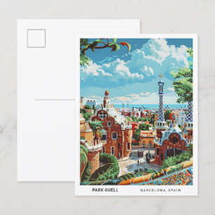 Blue Sky Park in Guell Barcelona Spanje Reizen Briefkaart