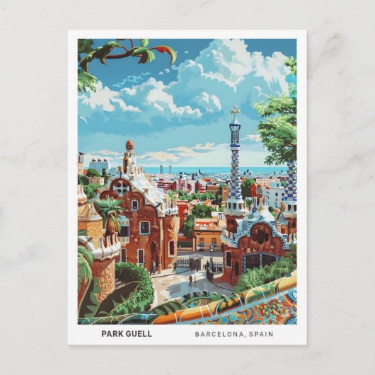 Blue Sky Park in Guell Barcelona Spanje Reizen Briefkaart (Voorkant)