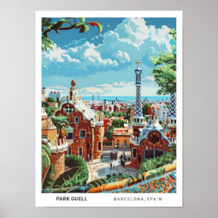Blue Sky Park in Guell Barcelona Spanje Reizen Poster