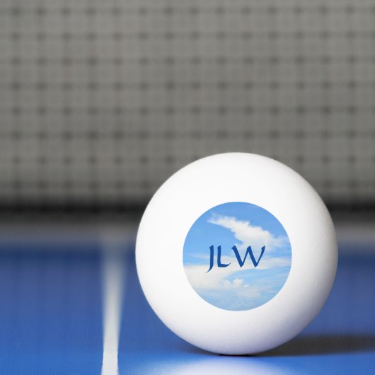 Blue Sky Partly Cloudy met een Twist en Initialen Pingpongbal (Net)