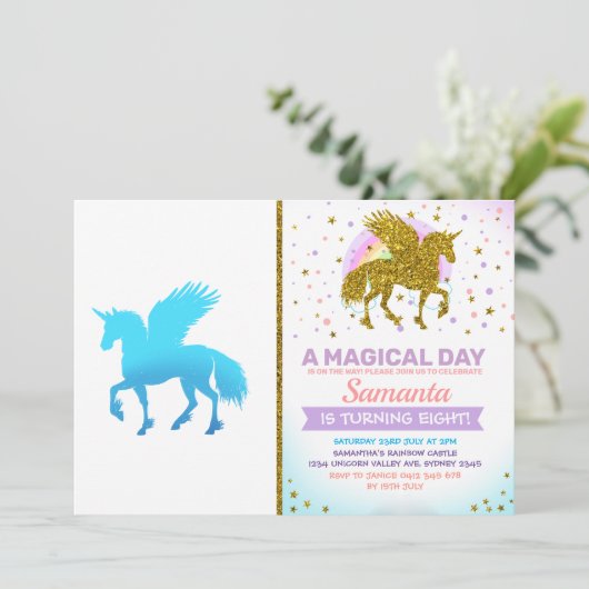 Blue Sky pegasus unicorn Kaart (Staand voorkant)