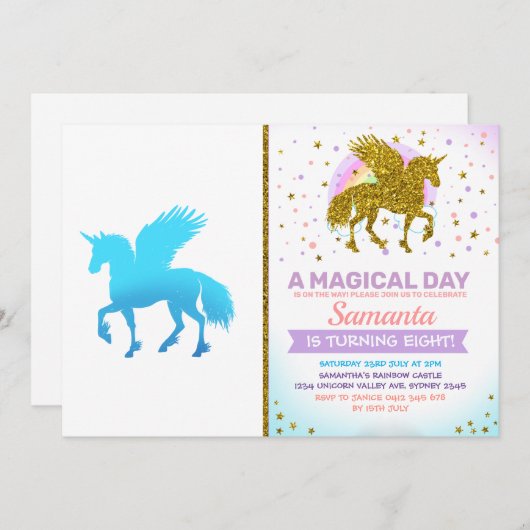 Blue Sky pegasus unicorn Kaart (Voorkant / Achterkant)