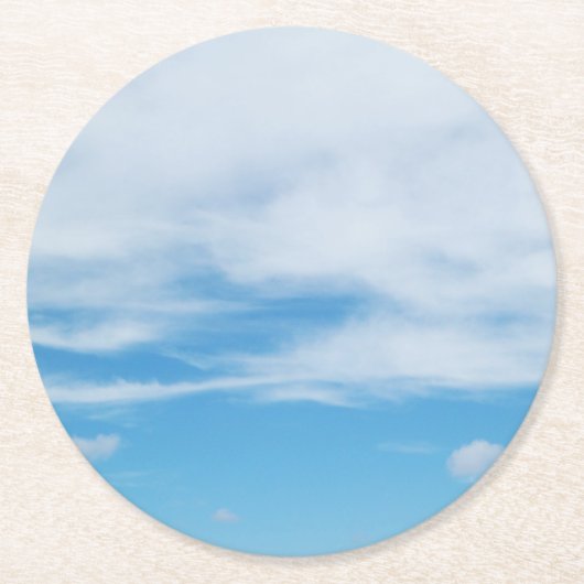 Blue Sky Perfect Summer Day White Clouds Ronde Kartonnen Onderzetter (Voorkant)