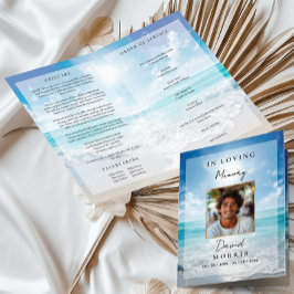 Blue Sky Photo Memorial Funeral Program  Kaart