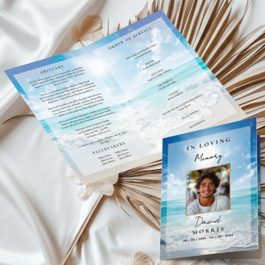 Blue Sky Photo Memorial Funeral Program  Kaart