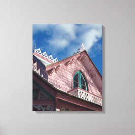 Blue Sky Pink Roofline - Martha's Vineyard Canvas Afdruk