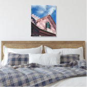 Blue Sky Pink Roofline - Martha's Vineyard Canvas Afdruk (Insitu (Slaapkamer))