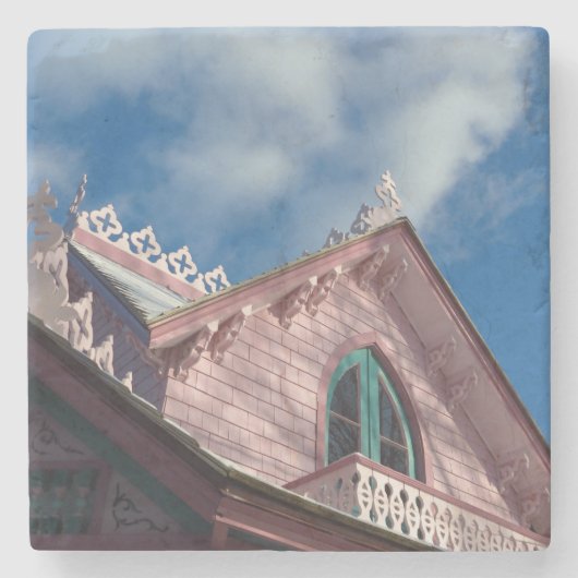 Blue Sky Pink Roofline - Martha's Vineyard Stenen Onderzetter (Voorkant)