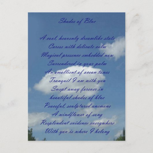 Blue Sky Poem Briefkaart (Voorkant)