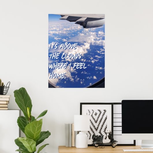Blue sky poster Vliegtuigraam uitzicht (Thuiskantoor)