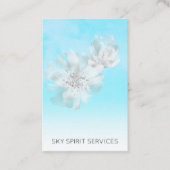 *~* Blue Sky QR Clouds Floral Glitter Shimmer Visitekaartje (Voorkant)