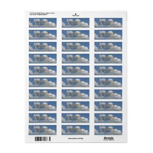 Blue Sky retour adreslabel Etiket (Full Sheet)