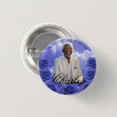 Blue Sky Roses Funeral Memorial Button Blue Roses (Voorkant /achterkant)