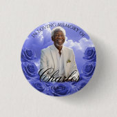 Blue Sky Roses Funeral Memorial Button Blue Roses (Voorkant)