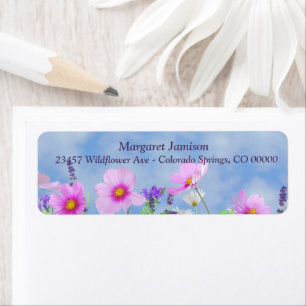 Blue Sky Roze Bloemen Retouradres Label