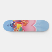 Blue Sky roze hart Skateboard (Horizontaal)
