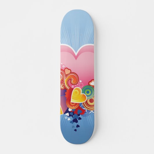 Blue Sky roze hart Skateboard (Voorkant)