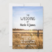 Blue Sky Rustic Country Field Barn Wedding Kaart (Voorkant)