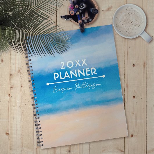 Blue Sky Sandy Beach Painting Planner