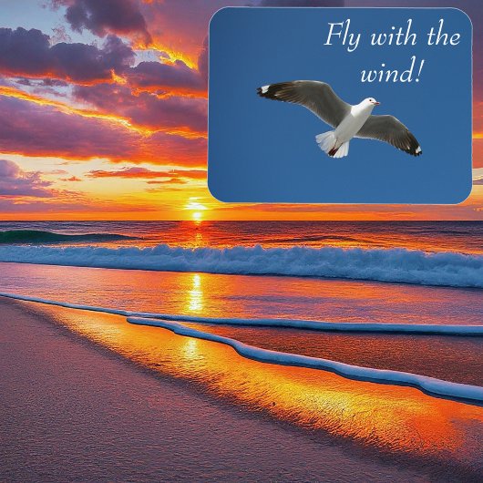 Blue Sky Seagull Fly Foto Magneet