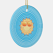 Blue Sky Smiling Sun Keramisch Ornament (Rechts)