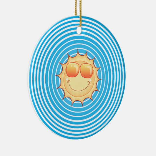 Blue Sky Smiling Sun Keramisch Ornament (Rechts)