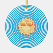 Blue Sky Smiling Sun Keramisch Ornament (Voorkant)