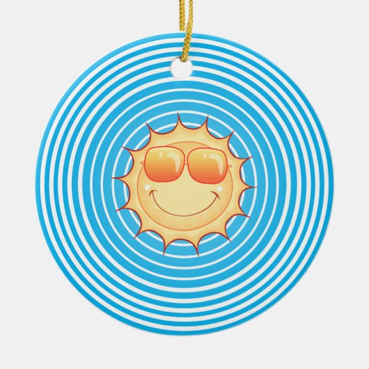 Blue Sky Smiling Sun Keramisch Ornament (Voorkant)