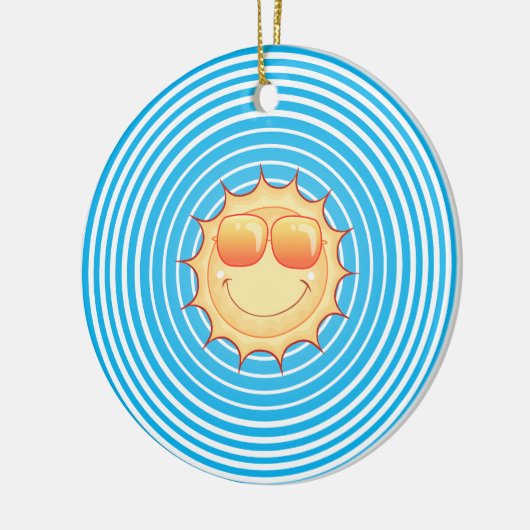 Blue Sky Smiling Sun Keramisch Ornament (Links)