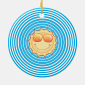 Blue Sky Smiling Sun Keramisch Ornament (Achterkant)