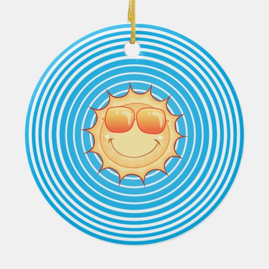 Blue Sky Smiling Sun Keramisch Ornament (Achterkant)