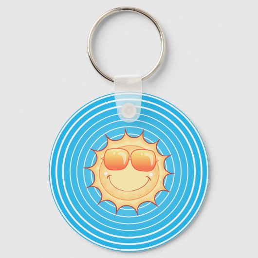 Blue Sky Smiling Sun Sleutelhanger (Voorkant)