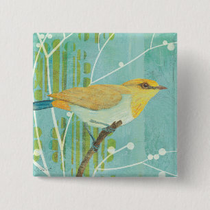 Blue Sky Songbird Vierkante Button 5,1 Cm