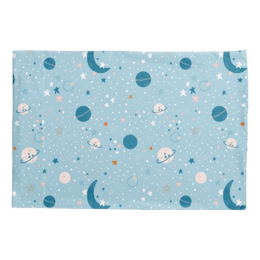 Blue Sky & Space Pattern Kussensloop (Achterkant)