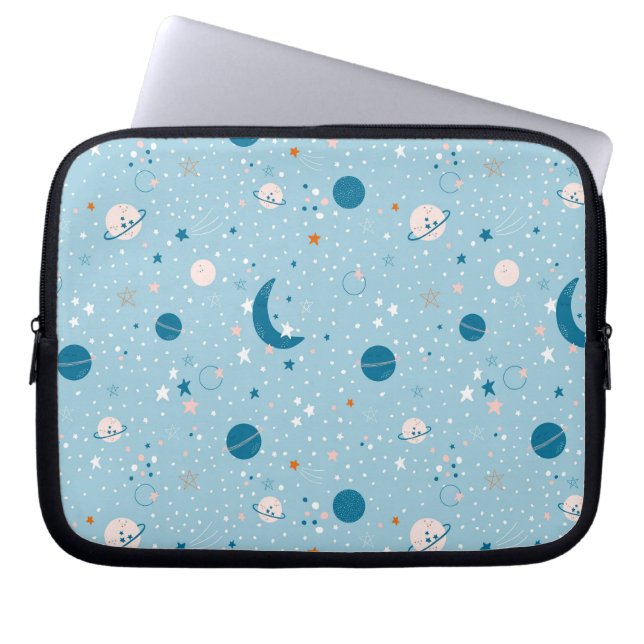 Blue Sky & Space Pattern Laptop Sleeve (Voorkant)