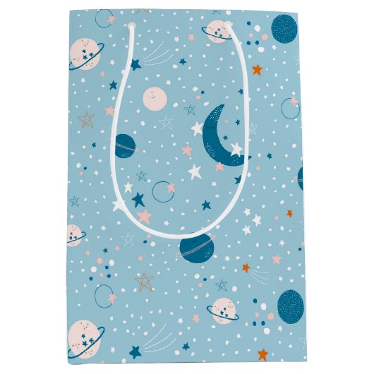 Blue Sky & Space Pattern Medium Cadeauzakje (Voorkant)