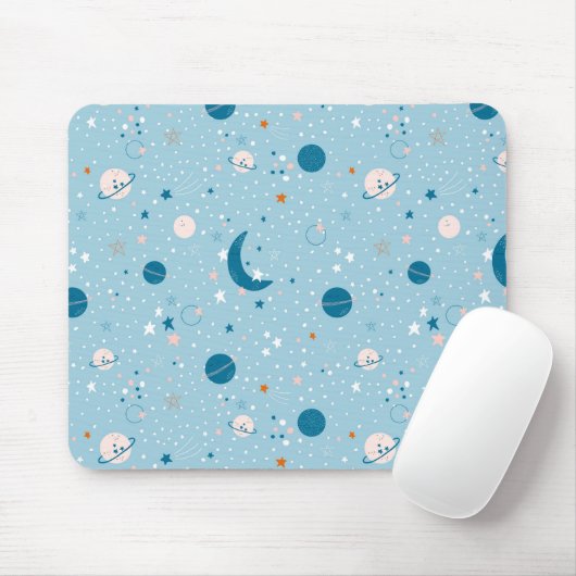Blue Sky & Space Pattern Muismat (Met muis)