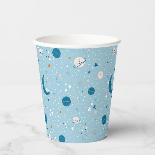 Blue Sky & Space Pattern Papieren Bekers (Voorkant)