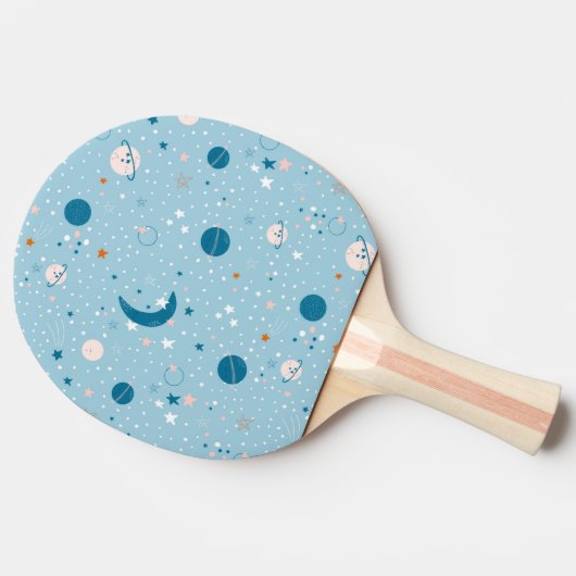 Blue Sky & Space Pattern Tafeltennisbatje (Zijkant)