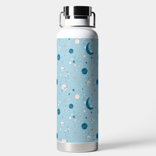 Blue Sky & Space Pattern Waterfles (Achterkant)