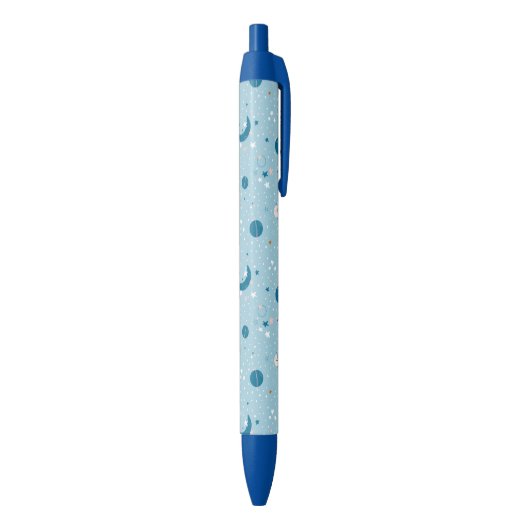 Blue Sky & Space Pattern Zwarte Inkt Pen (Achterkant (Verticaal))