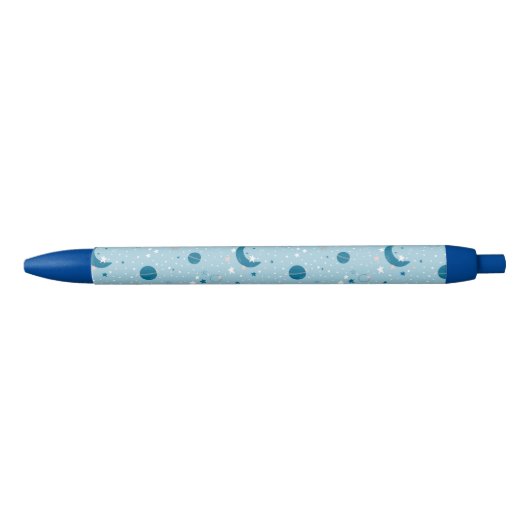 Blue Sky & Space Pattern Zwarte Inkt Pen (Voorkant)