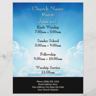 Blue Sky Stairs Church Flyer, doe mee met onze die Flyer