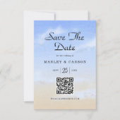 Blue Sky Summer Beach Wedding QR-code Save The Date (Voorkant)