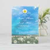 Blue Sky & Summer Meadow Daisies vrijgezellenfeest Kaart (Staand voorkant)