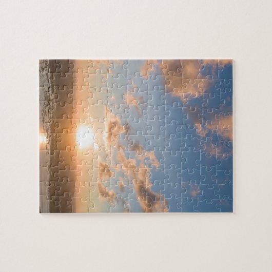 Blue Sky Sunrise Clouds Schilderachtig Afbeelding  Legpuzzel (Horizontaal)