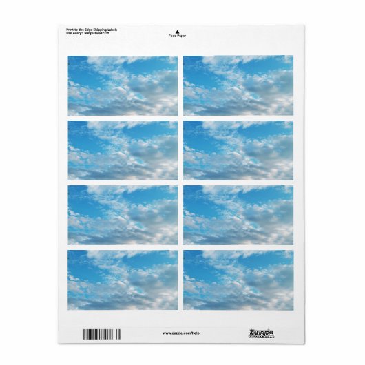 Blue Sky Theme Verzendlabels Etiket (Full Sheet)