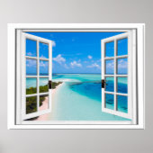 Blue Sky Tranquil Zee Uitzicht Fake Window Poster (Voorkant)